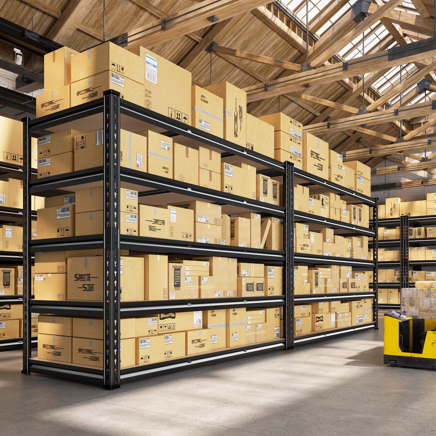 REIBII 48" W Garage Shelving 3080LBS Storage Shelves 5 Tier Industrial Shelving Adjustable Metal Storage Shelves for Garage, Basement, Warehouse, Commercial, Easy Assemble, 48" W x 72" H x 24" D