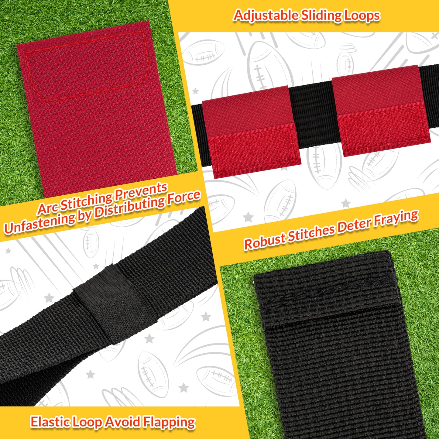 MIUONO Flag Football Belts, Flags for Flag Football Set 14 Player, Flag Football for Kids Adults and Youth Training Equipment (Red and Blue)