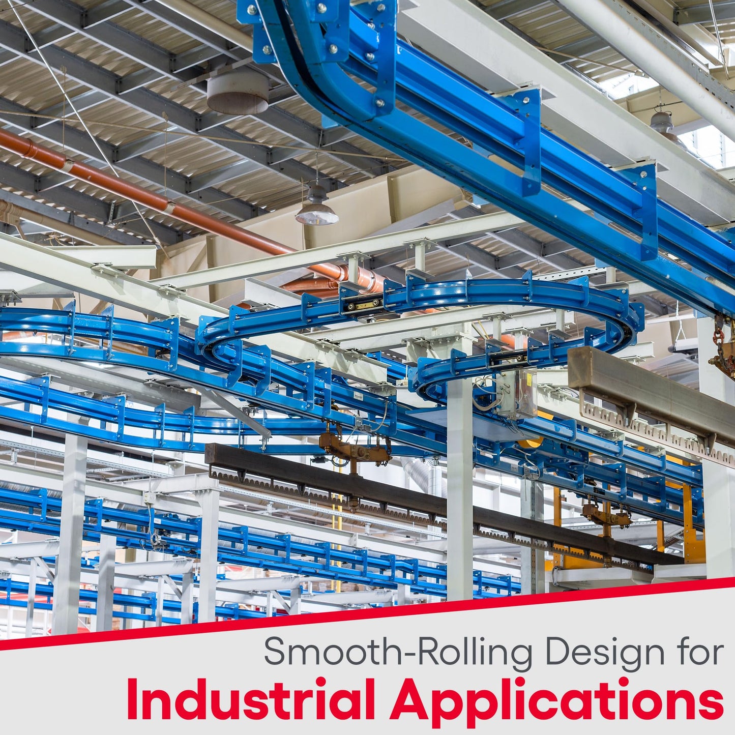 Ultimation Beam Trolley with 5-Ft Unibilt Enclosed Conveyor Track - 250LB Load Capacity per Trolley, Adjustable Steel Rollers, Industrial Hoist, Gantry Crane Lift Equipment, Metal Sliding Rail System