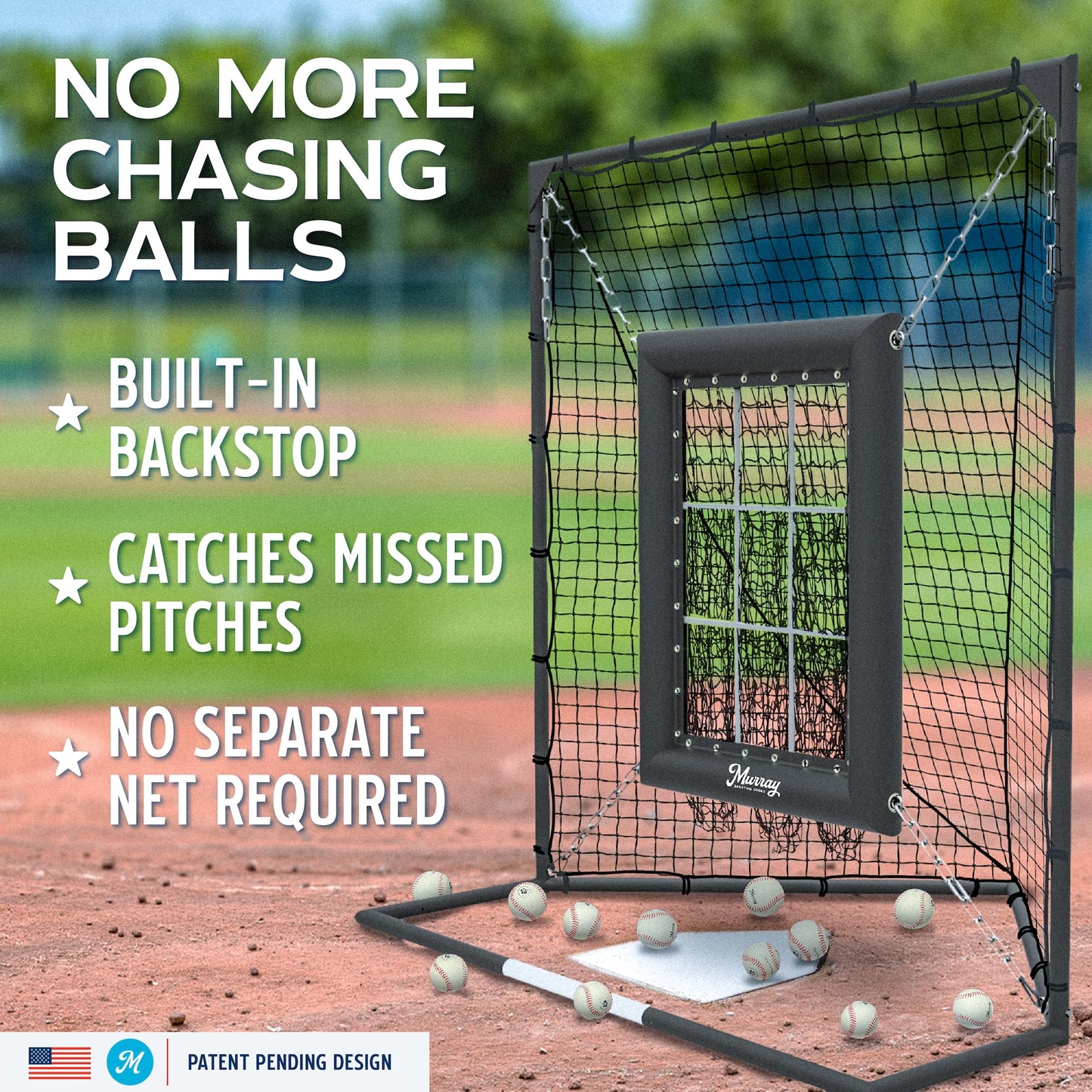 Murray Sporting Goods 9 Hole Pitching Net for Baseball & Softball, Built-in Backstop, Suspended Strike Zone Target, Heavy Duty Steel Frame