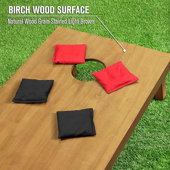 GoSports 4 ft x 2 ft Regulation Size Wooden Cornhole Boards Set - Includes Carrying Case - Full Regulation Size Bean Bag Toss Boards