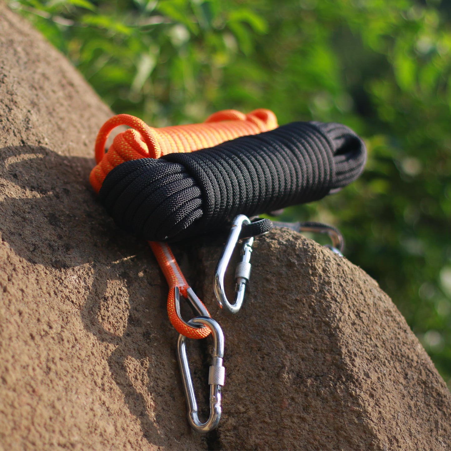 WISEROOT 8mm Static Climbing Rope: Heavy Duty Outdoor Rock Climbing Rope for Arborist Tree Work, Rescue, Camping & Hiking, (10m/32ft, 20m/64ft, 30m/96ft) Orange/Black (Black, 32 Feet)