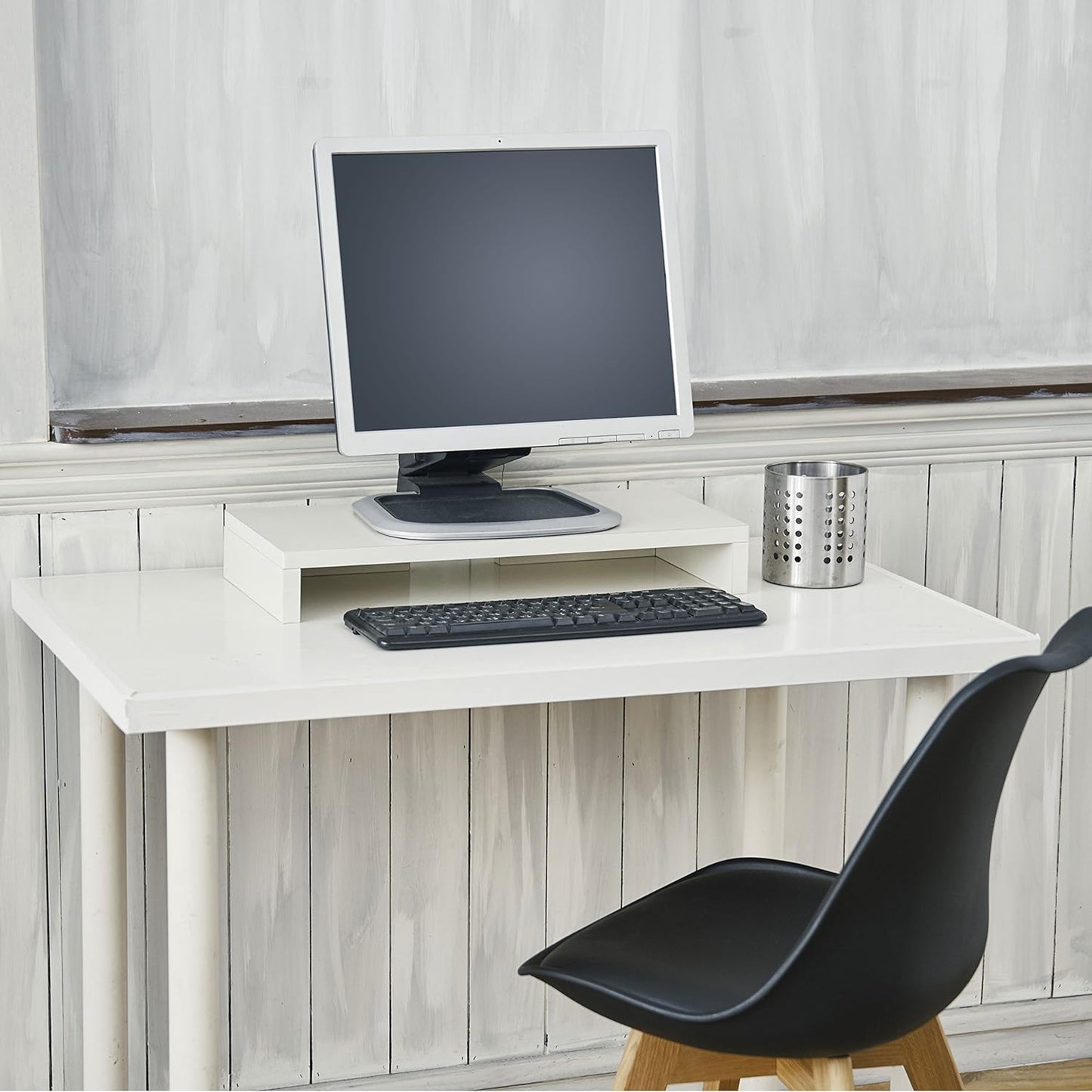 Way Basics TV PC Desktop Modern Computer Monitor Stand Screen Riser (Tool-Free Assembly and Uniquely Crafted from