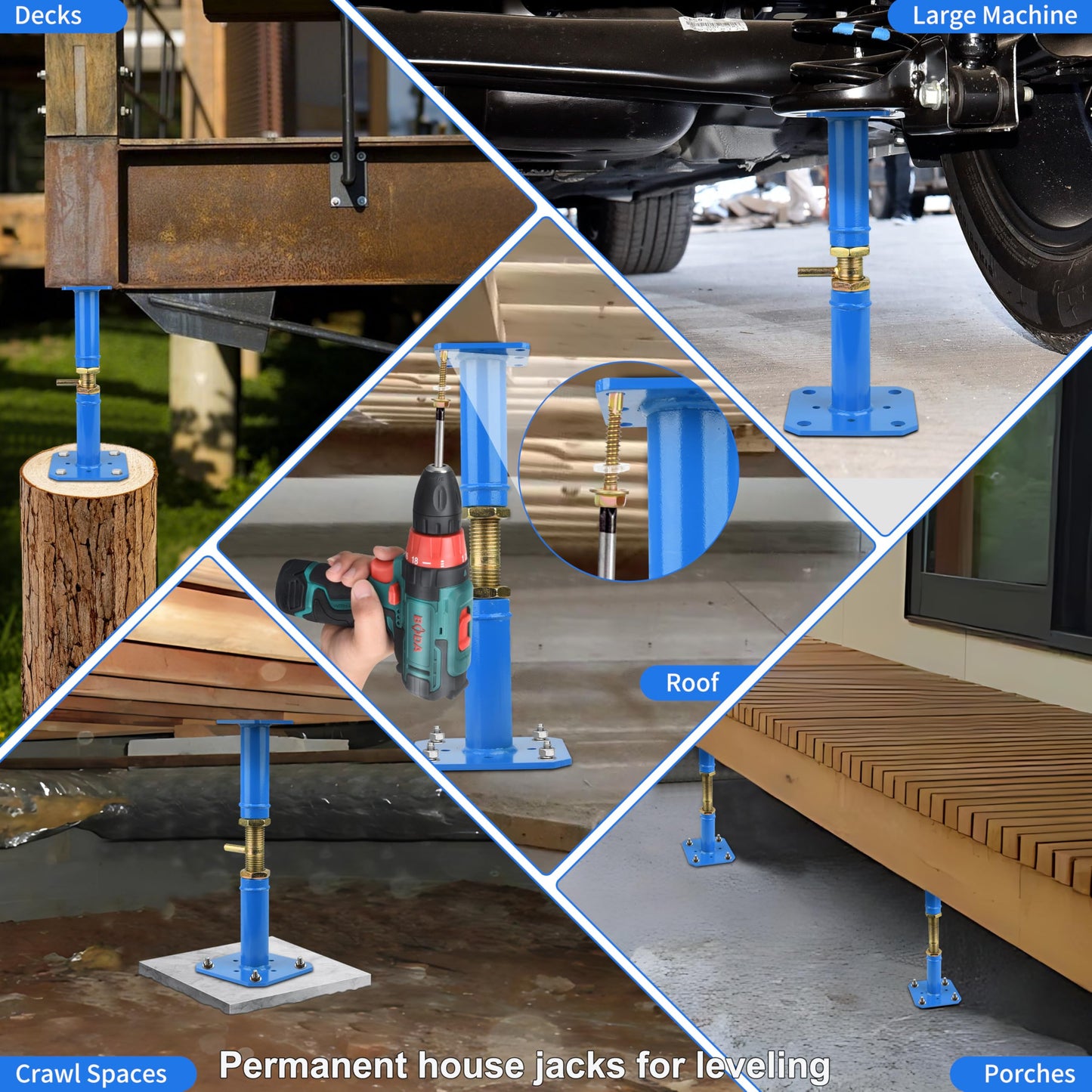 Jack Posts Crawlspace for Leveling Permanent - Carbon Steel Screw Jack for Foundation, 16.5-30in M27 Thread Adjustable Jack, 10000lb Load Capacity for Attic & Roof Beam, Crawl Space Support Post
