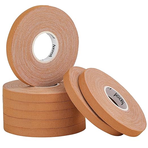 Bighorn Athletics Pro Series Jiu-Jitsu Finger Tape, 8-Rolls with Tin Holder, Enhanced Strength, Residue-Free (0.3-Inch, Nude)