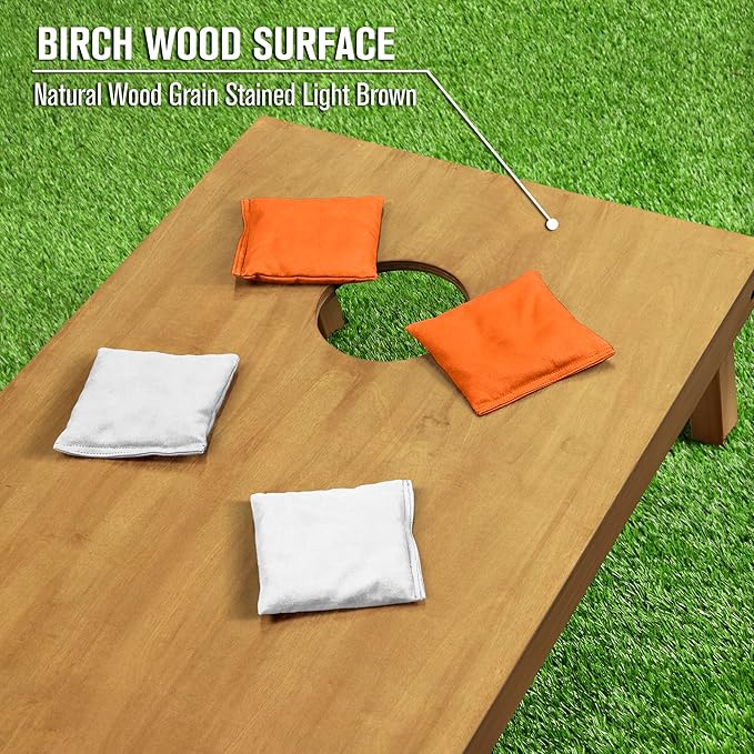 GoSports 4 ft x 2 ft Regulation Size Wooden Cornhole Boards Set - Includes Carrying Case - Full Regulation Size Bean Bag Toss Boards