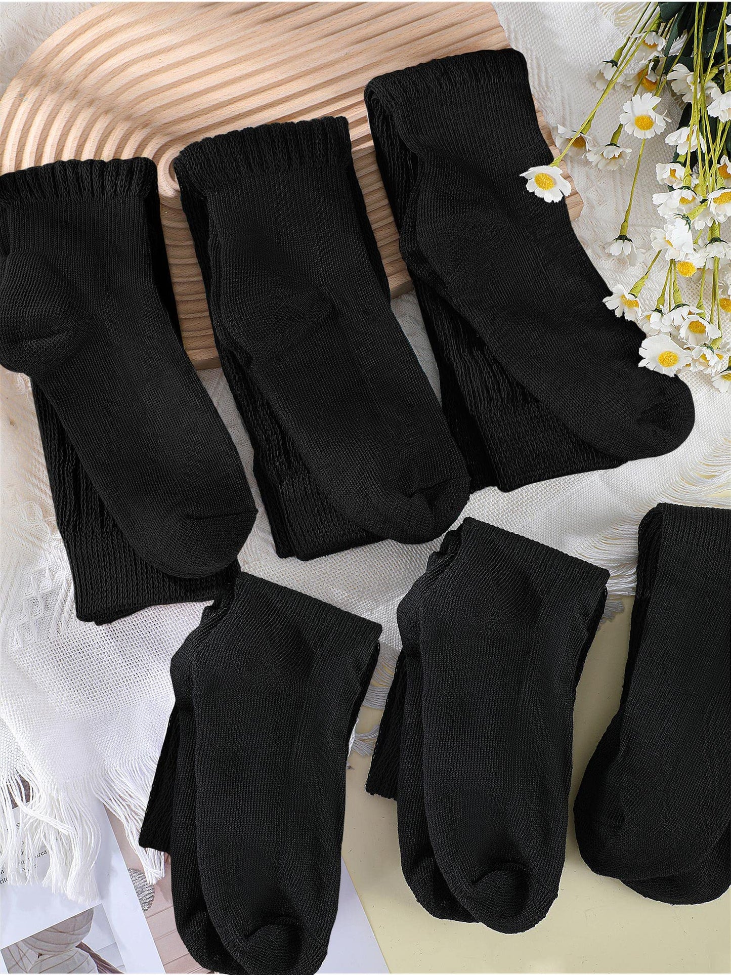 Bencailor 6 Pairs Women Slouch Socks Soft Cotton Scrunch Sock Knee High Stacked Boot Socks for Women Men 80s 90s(Black,5-9)