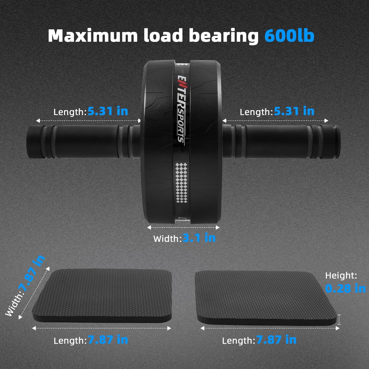 EnterSports Ab Roller Wheel for Abs Workout - Abdominal Exercise Equipment with 2 Knee Pads for Home Gym, Core Strength Training, Fitness Equipment for Men & Women (Silver Grey)
