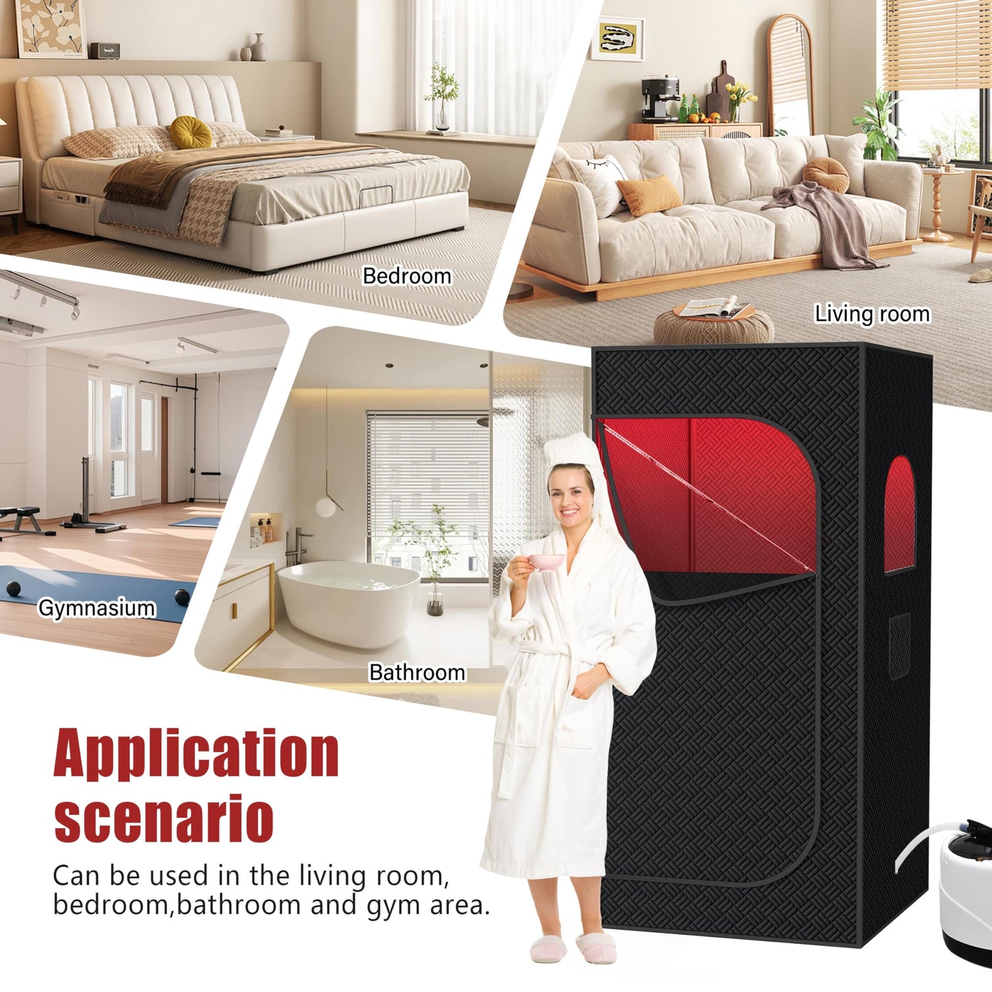 Nirvix Sauna Box, Portable Steam Sauna for Home with 1000W 3L Steamer, 9-Level Temperature Control & Remote, with Foldable Chair, for Relaxation, Detox & Indoor/Outdoor Use (Infrared Red Light Sauna)