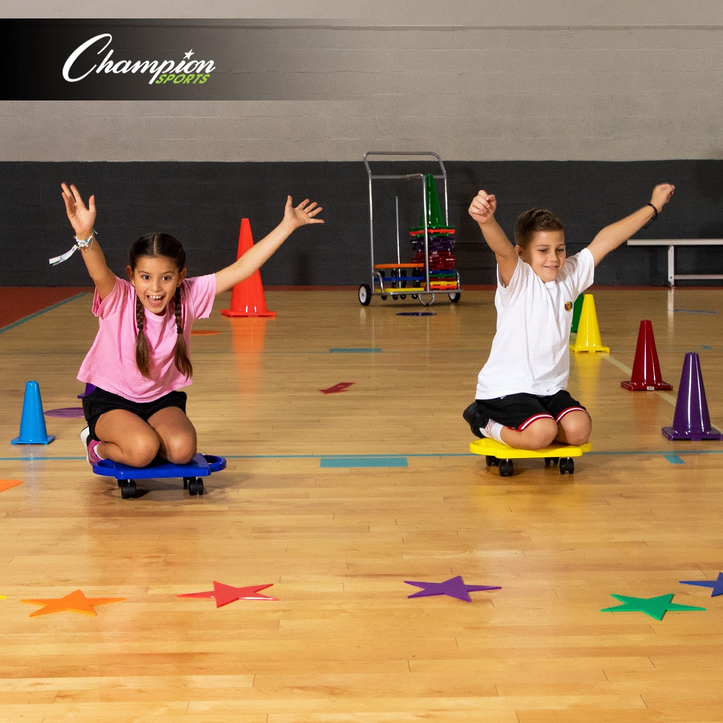 Champion Sports Round Poly Spot Markers for Sports, Activities, and Social Distancing - 10-inch, Set of 12 - Yellow