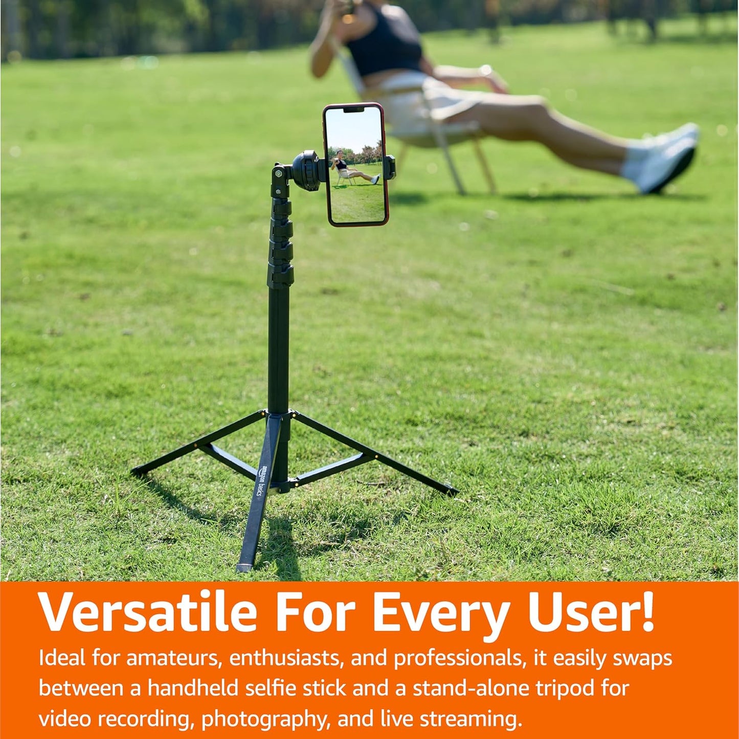 Amazon Basics 64-inch Extendable Tripod for Smartphones - Selfie Stick & Tripod Combo