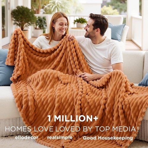 Bedsure GentleSoft Full Blanket - Cozy Orange Fleece Throw for Couch | Perfect Fall Gift, 84x90 Inches
