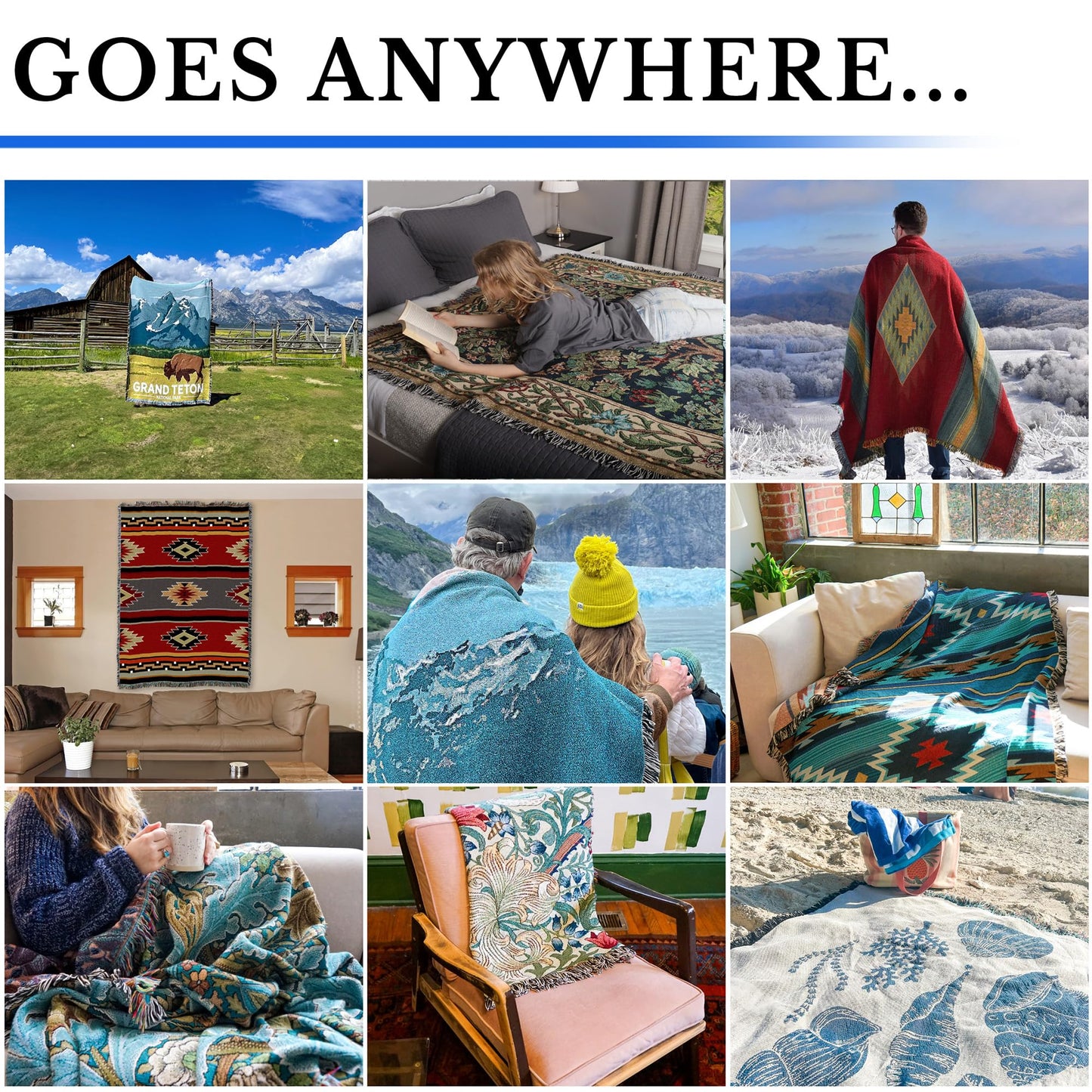 Pure Country Weavers Cape Cod Christmas Blanket by Charles Wysocki - Early America Gift Tapestry Throw Woven from Cotton - Made in the USA (72x54)