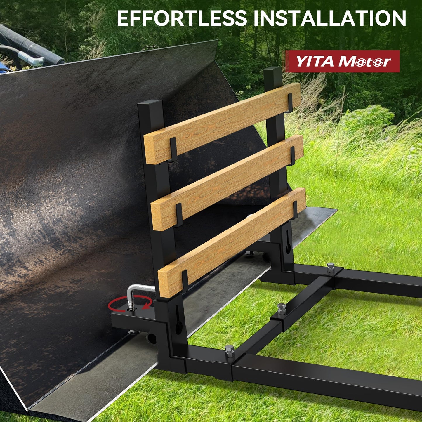 YITAMOTOR 60" Clamp on Pallet Forks, 4000lbs Heavy Duty Quick Attach Tractor Fork with Adjustable Stabilizer Bar & Anti-roll Bar for Bucket Tractor Loader Skid Steer