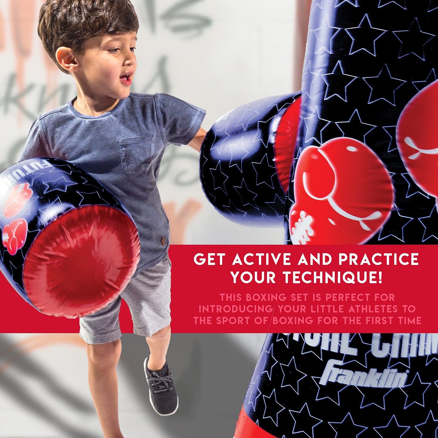 Franklin Sports Inflatable Punching Bag & Glove Set - Future Champs - 42 x 19 x 19 inches