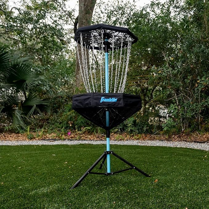 Franklin Sports Disc Golf Baskets - Portable Disc Golf Target with Chains Included - Disc Golf Basket Stand Equipment for Hole + Course Creation