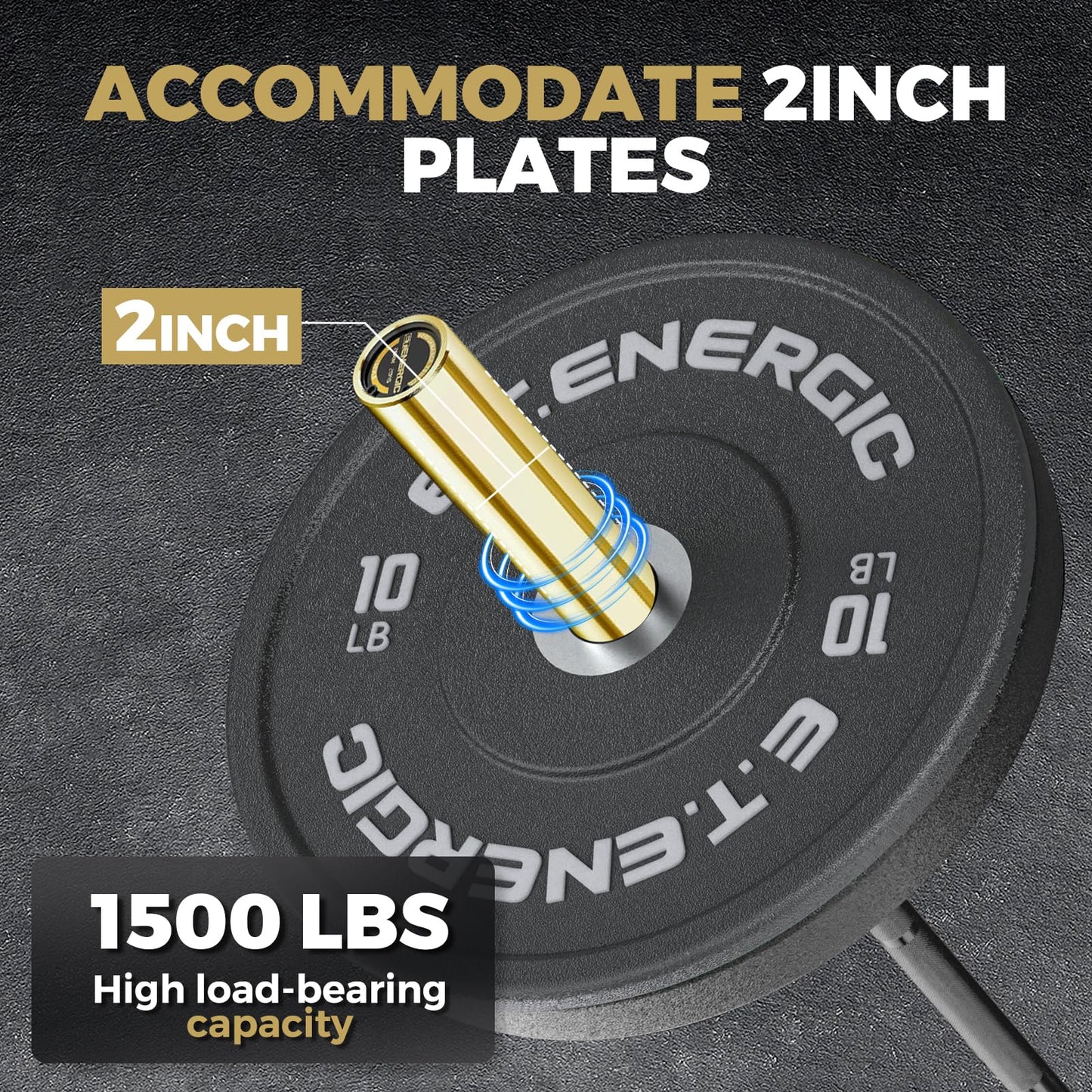 E.T.ENERGIC Olympic Barbell 7FT 45LB, 1500LB Capacity Weight Bar for Home Gym, 2-Inch Olympic Barbell for Weightlifting, Powerlifting, Squat, Deadlift and Bench Press