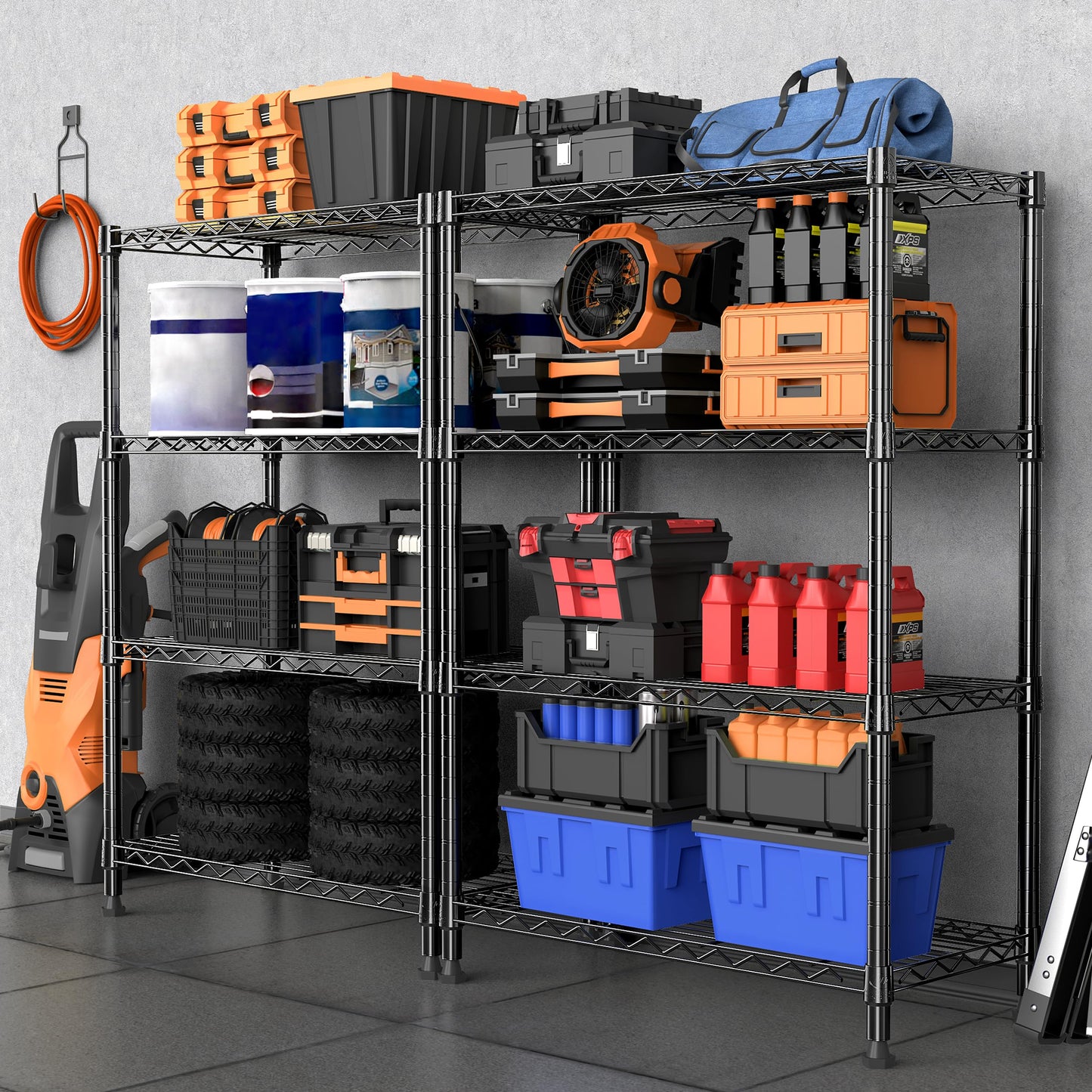 M MZG 1000 lbs Storage Shelving Steel Heavy Duty 4-Tier Utility Shelving Unit Steel Organizer Wire Rack for Home,Kitchen,Office (13.7" D x 29.5" W x 47.2" H)
