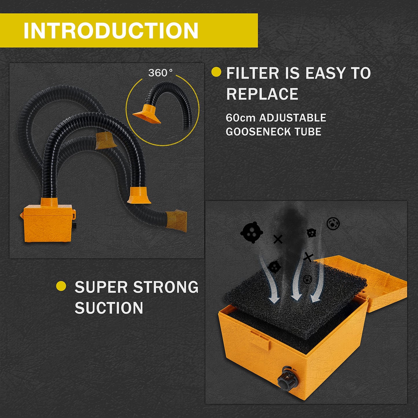 KOTTO LED Lighted Magnifying Five Arms Helping Hands Soldering Station,Strong Suction Smoke Absorber for Soldering