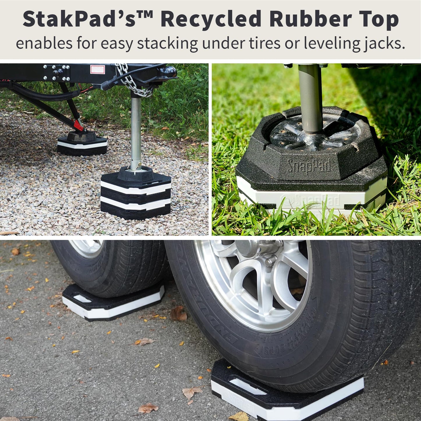 SnapPad StakPad RV Leveling Blocks – Precise Fit for Class A, B & C Motorhomes, Fifth Wheels, Travel Trailers & More – 12x12” – Bigger Surface Area, More Stability – Pack of 2 Leveling Blocks for RVs