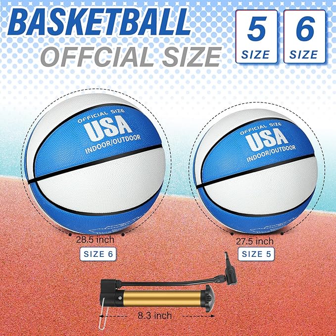 Libima 4 Pcs Rubber Basketball with Pump Official Size Indoor Outdoor Basketball Game Practice Training Women Men Streetbball Sport Gift Back to School