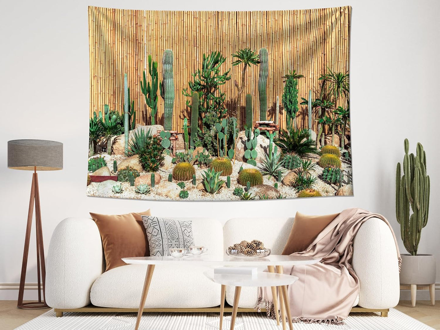 MAEQLQLM 9x6ft Desert Cactus Garden Backdrop Variety Cacti Succulents Bamboo Fence Background for Nature Theme Party