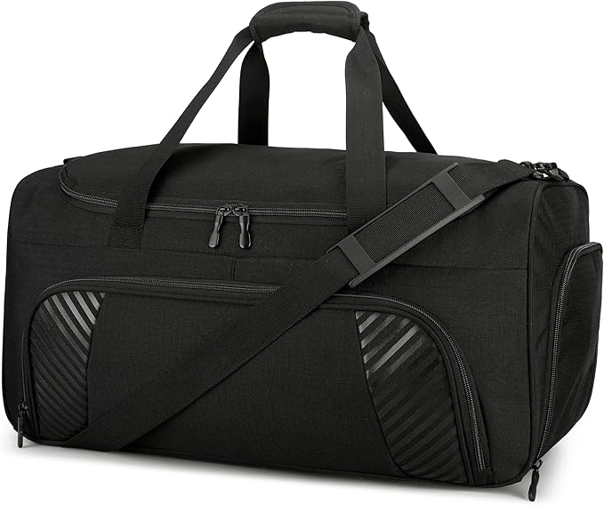 Urbanstand Gym Bag for Men - 22 Inch Sports Duffel Bags with Shoe Compartment, Large Overnight Weekender Gym Carry On Duffle Bag for Sport, Camping, Fitness & Workout, Black