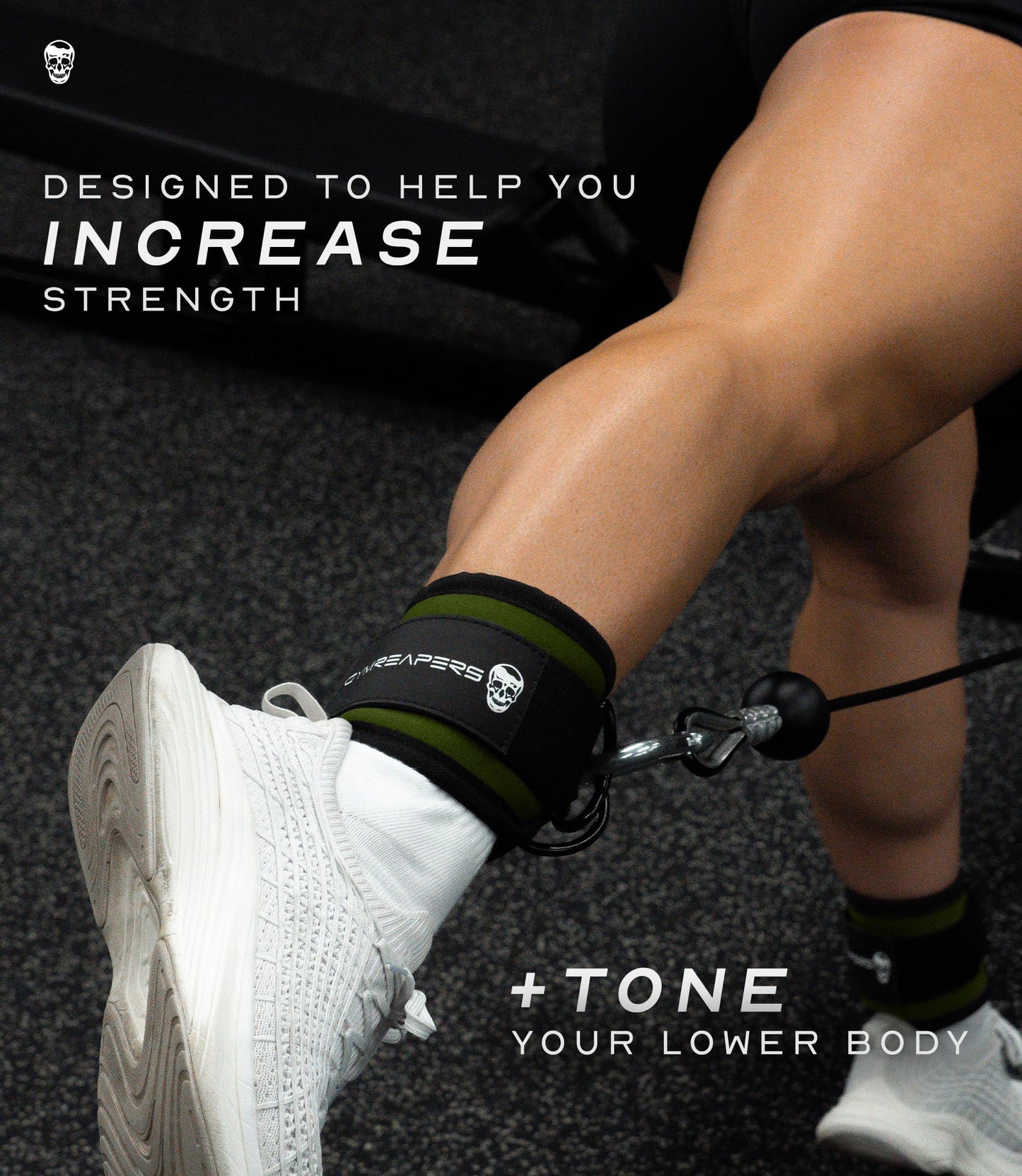 Gymreapers Ankle Straps (Pair) For Cable Machine Kickbacks, Glute Workouts, Lower Body Exercises - Adjustable Leg Straps with Neoprene Padding (Ranger Green, Pair)