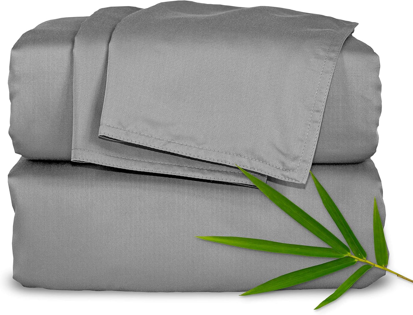 Pure Bamboo Queen Sheets - Luxuriously Soft 100% Organic Viscose Bed Sheet Set | Cooling & Durable (Queen, Stone Grey)