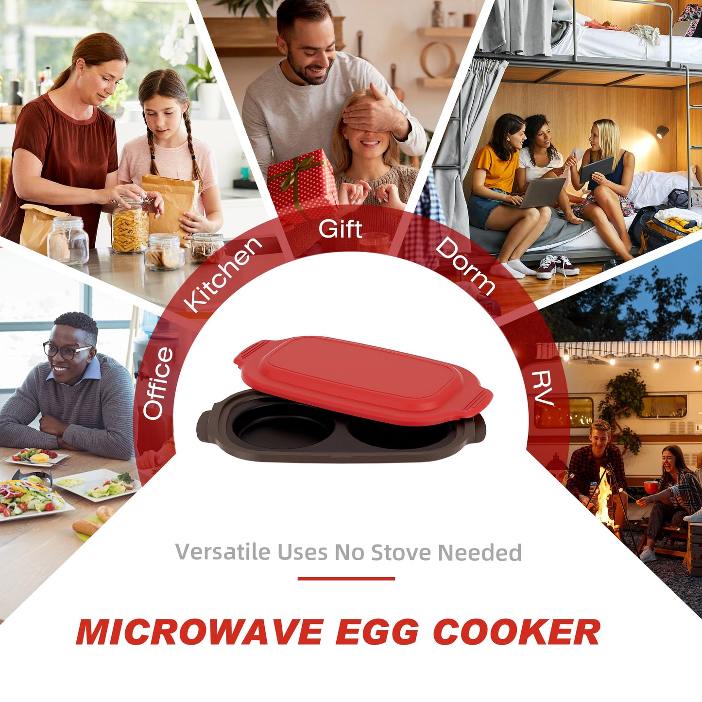 Microwave Egg Cooker, Microwave Egg Poacher | Cooker & Fryer for Breakfast Sandwiches | Maker for 2 Eggs | Dishwasher-Safe & BPA-free, Save Time,Portable for Home,Travel,Gifts