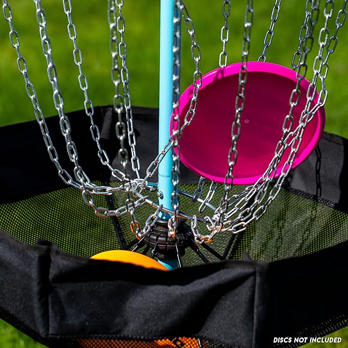 Franklin Sports Disc Golf Baskets - Portable Disc Golf Target with Chains Included - Disc Golf Basket Stand Equipment for Hole + Course Creation