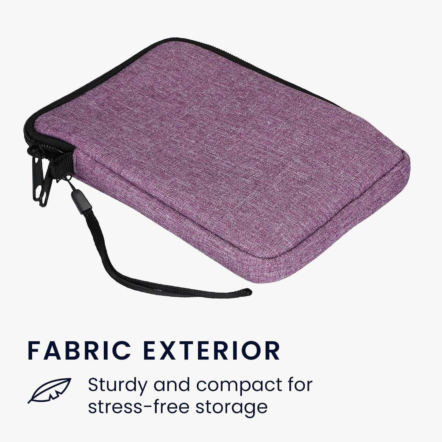 kwmobile 6" Fabric Protective Cover Compatible with eReader Cover - Fabric Cover for e-Reader with Zip - Lavender