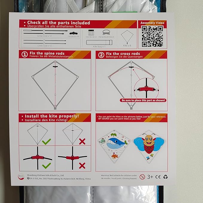 DIY Kites for Kids Kite Making Kit Bulk, Decorating Coloring Kite Party Pack,White Diamond Kite Kits