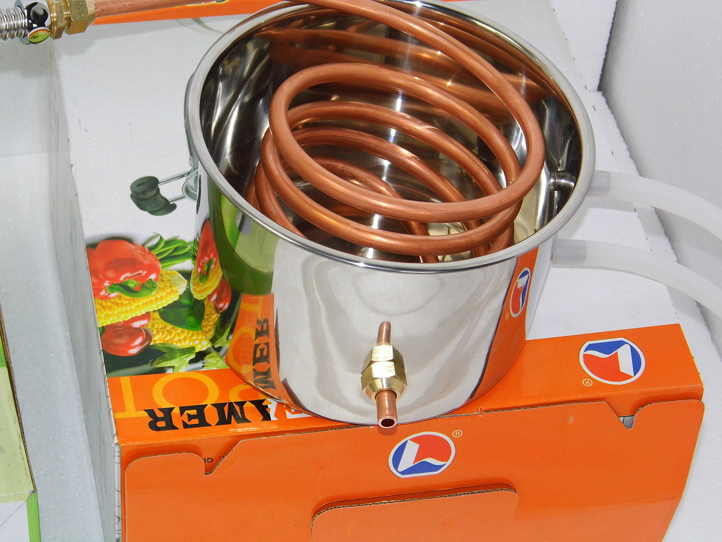 OLizee 3 Pots 5 Gal Stainless Steel Water Alcohol Distiller Copper Tube 18L Boiler Home Wine Making Kit