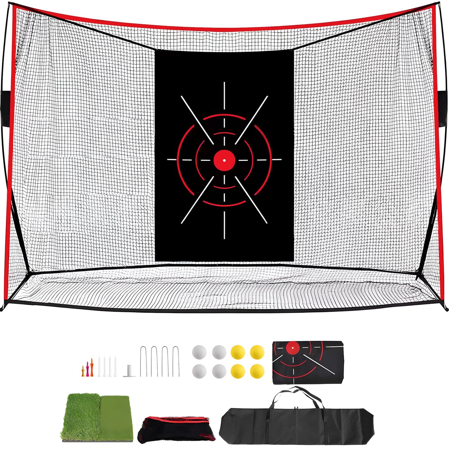 Aohanoi Golf Net, 10x7ft Golf Hitting Nets with a Turf Mats, Golf Practice Net for Backyard,Garage, Terrace Equipped with Noise Free Target, Great Gift for Fathers, Husbands and Professional Golfers