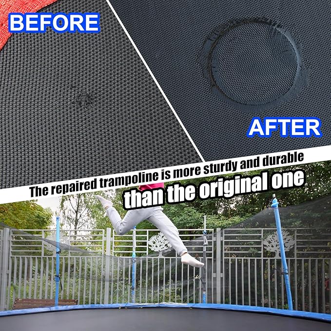 Trampoline Patch Repair Kit - 4.1'' Round Square Patches for Trampoline Mat Tears or Holes Garden Landscape Staple