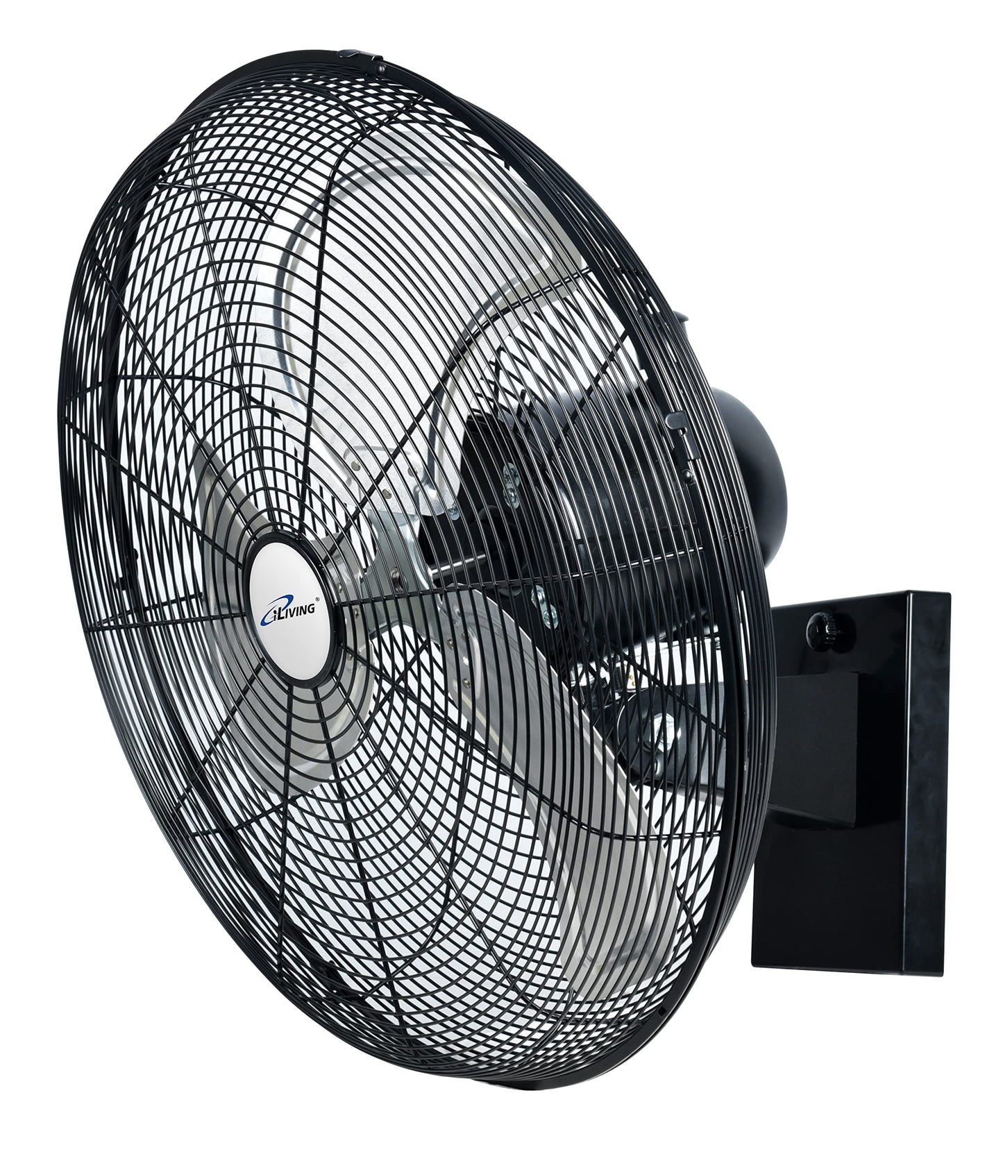 iLiving 20" Outdoor Oscillating High Velocity Wall Fan with 4750 CFM Heavy Duty Weatherproof Motor, Variable Speed Adjustment for Workshop, Garage, Patios, Commercial and industrial, 20 inch,Black