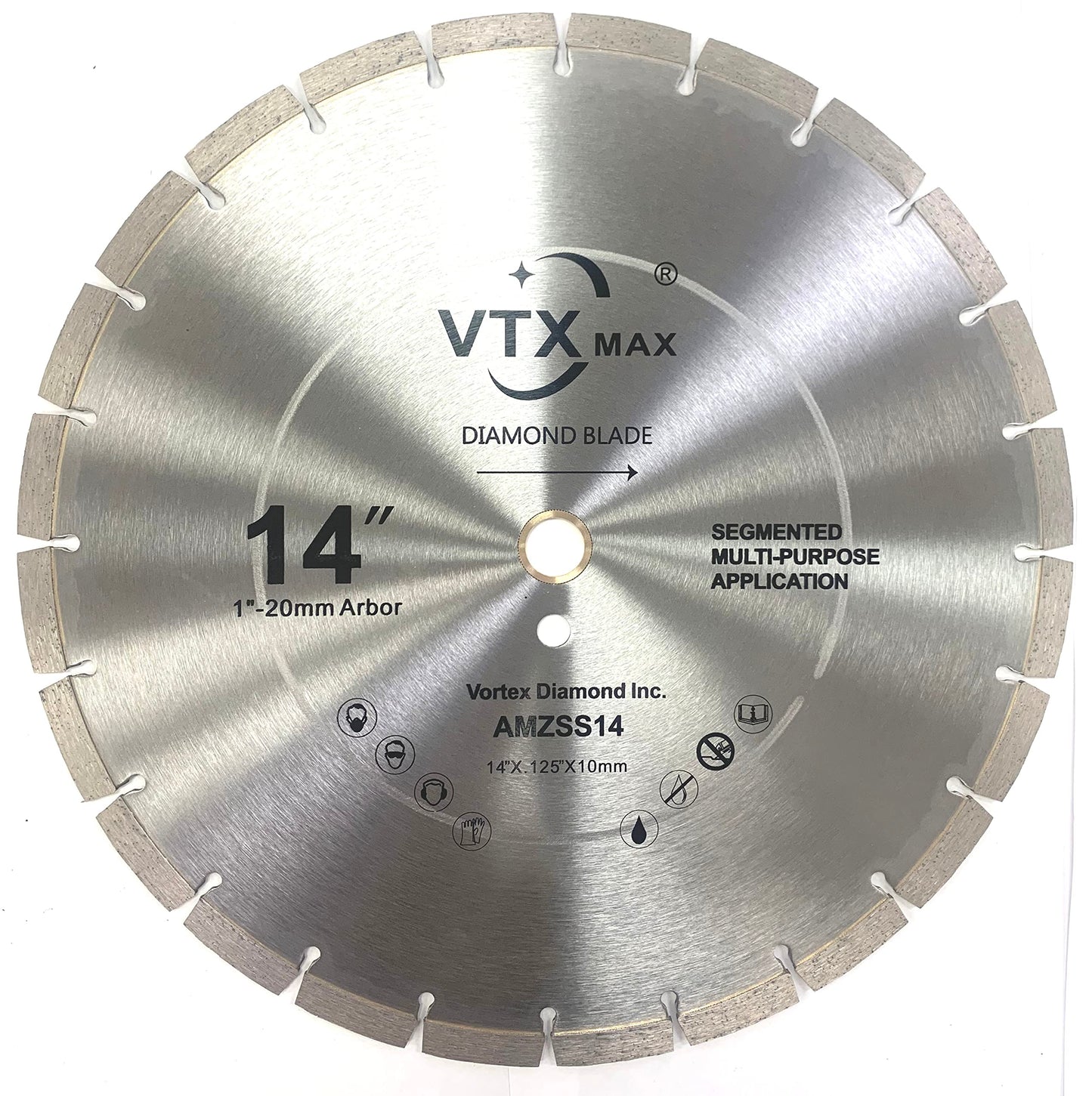 (10 Pack) VTXMax VSS 14 Inch Dry or Wet Cutting General Purpose Power Saw Segmented Diamond Blades for Concrete Stone Brick Masonry (14" (10 pcs))