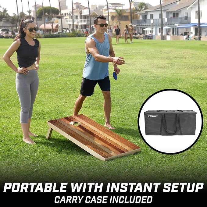 GoSports 4 x 2 ft Regulation Size Wood Cornhole Boards - 10 Vintage Wood Designs (Choose Your Style)