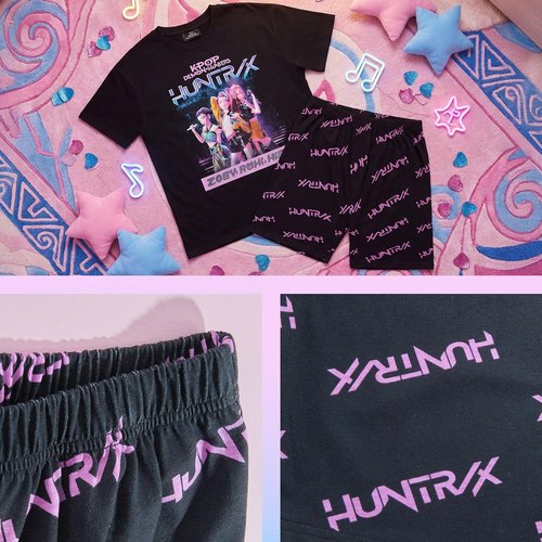 KPop Demon Hunters | Officially Licensed 2-Pc Pajamas Set for Girls, Ages 5-14 | Soft T-Shirt & Shorts Lounge Set