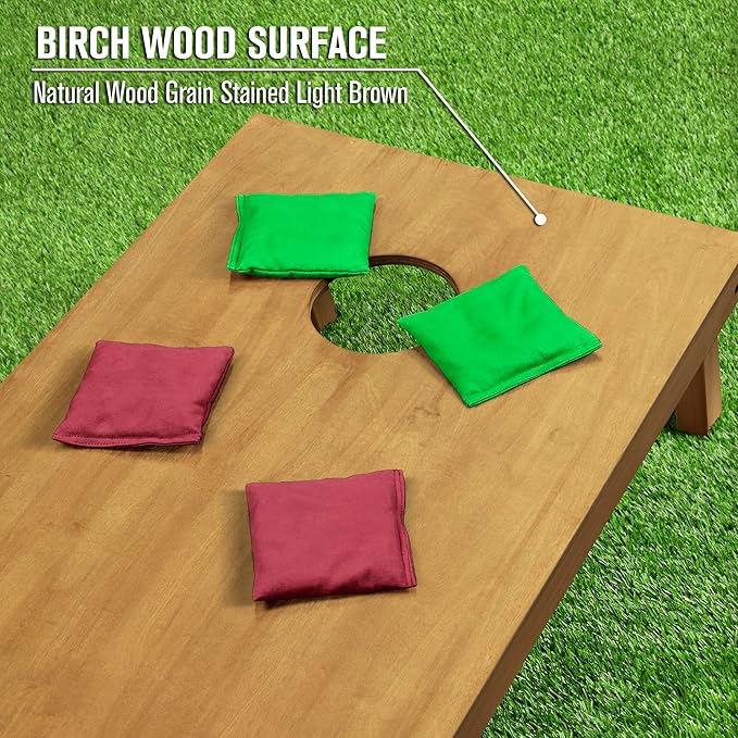 GoSports 4 ft x 2 ft Regulation Size Wooden Cornhole Boards Set - Includes Carrying Case - Full Regulation Size Bean Bag Toss Boards