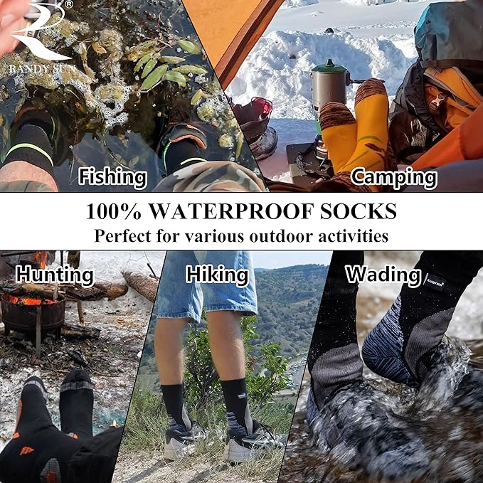 RANDY SUN Waterproof Skiing Socks, [SGS Certified] Unisex Knee High Breathable Hiking Trekking Sock 1 Pair