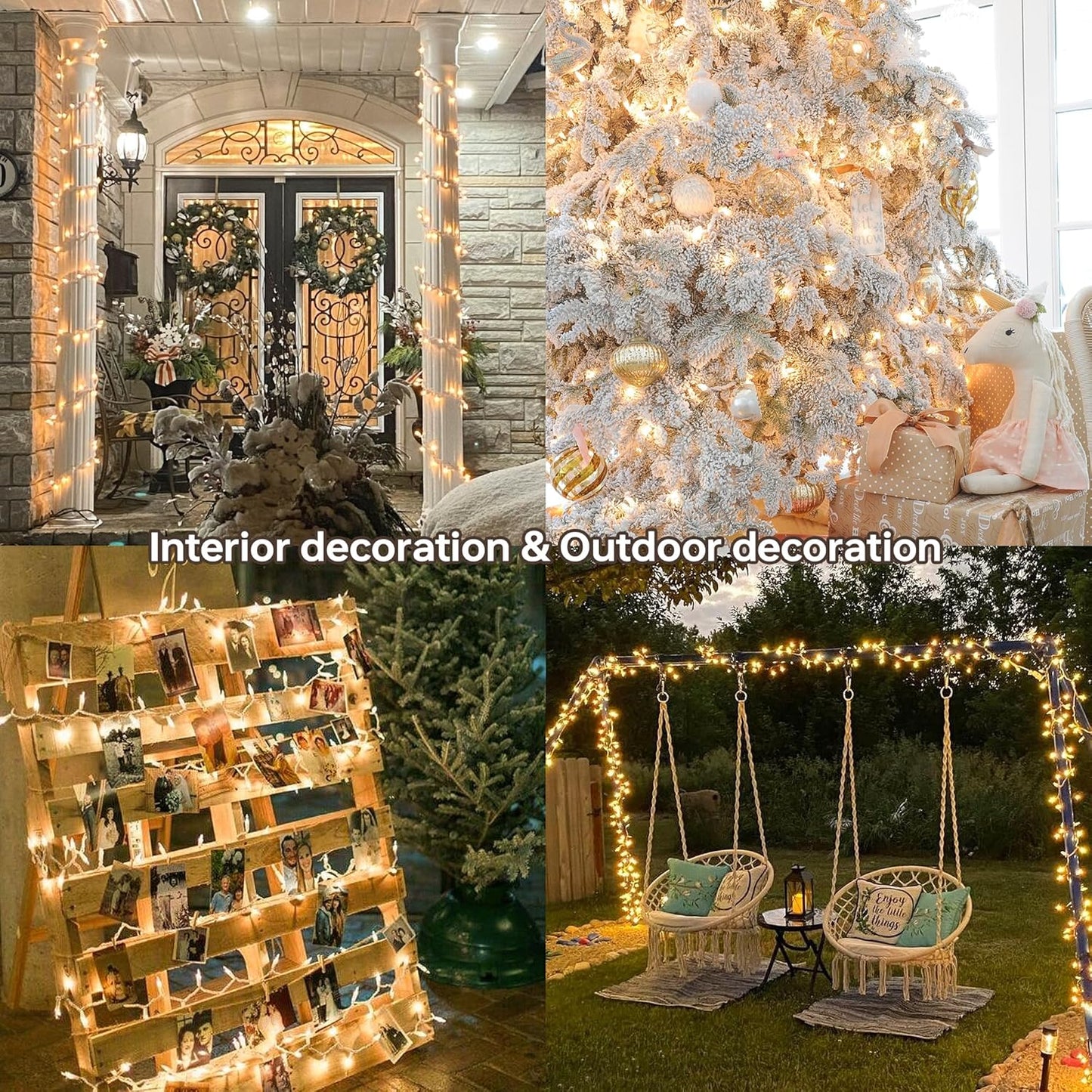 Skiennix 100 Count Clear Christmas Lights - Connectable Indoor/Outdoor Mini String Lights | 23 Feet Warm White