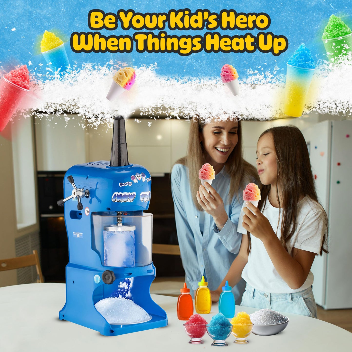 Snow Cone Machine - Electric Block Ice Shaver and Snow Cone Maker with Adjustable Blades for Parties, Events, and More by Great Northern Popcorn