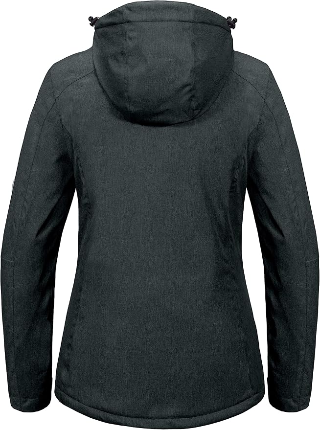 Little Donkey Andy Women's Waterproof Hiking Skiing Jacket with Removable Hood, Fleece Lined Winter Warm Rain Coat