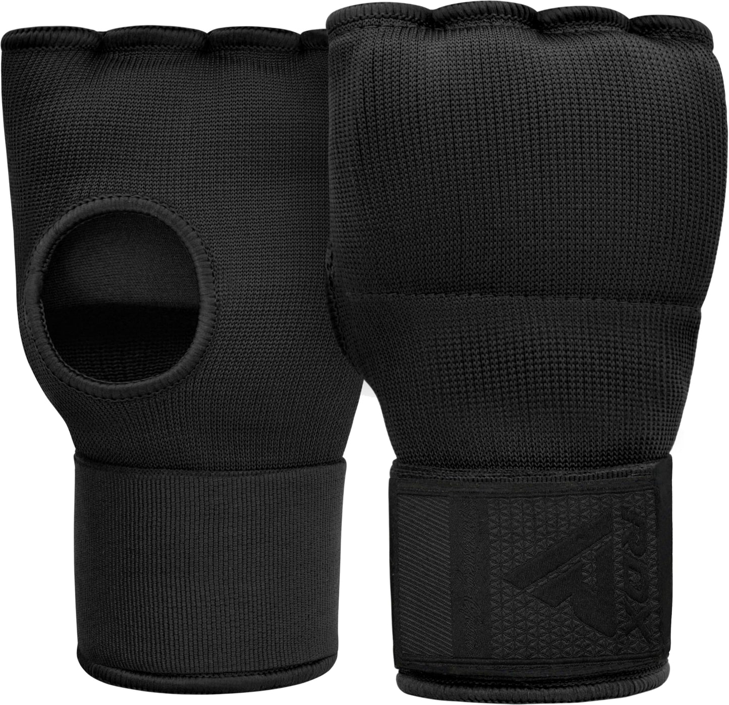 RDX Gel Boxing Hand Wraps Inner Gloves Men Women, Quick 100cm Long Wrist Straps, Elasticated Padded Fist Under Mitts Protection, Muay Thai MMA Kickboxing Martial Arts (Full Black, M)