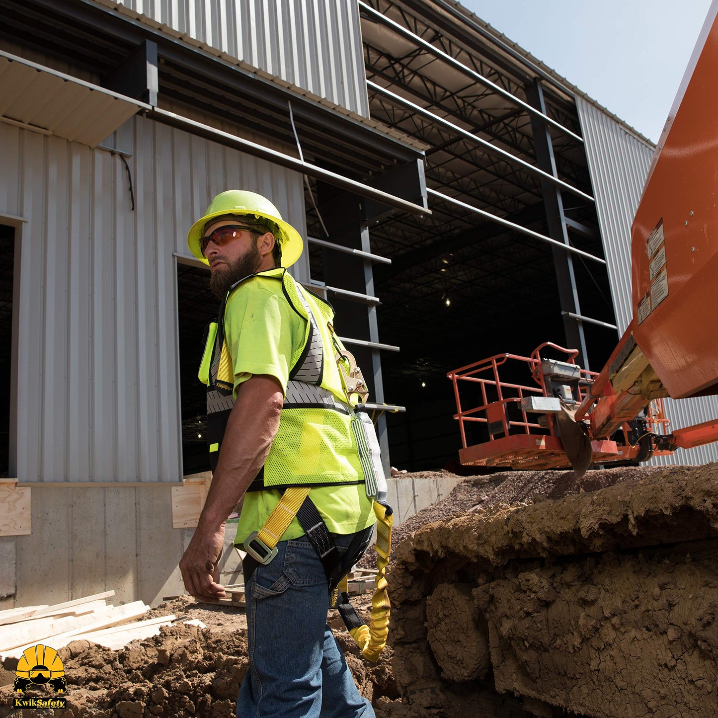 KwikSafety - Charlotte, NC - THUNDER [KIT] 3D Ring Full Body Safety Harness, 6' Lanyard, Tool Lanyard, 3' Cross Arm Strap Anchor ANSI OSHA PPE Fall Protection Arrest Restraint Construction Roofing