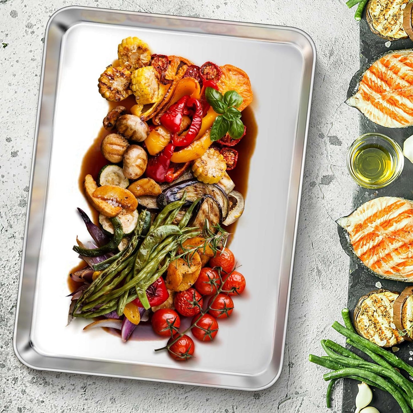 TeamFar Stainless Steel Baking Sheet - Large 17.6” x 13” Cookie Tray | Non-Toxic, Rust-Free & Dishwasher Safe