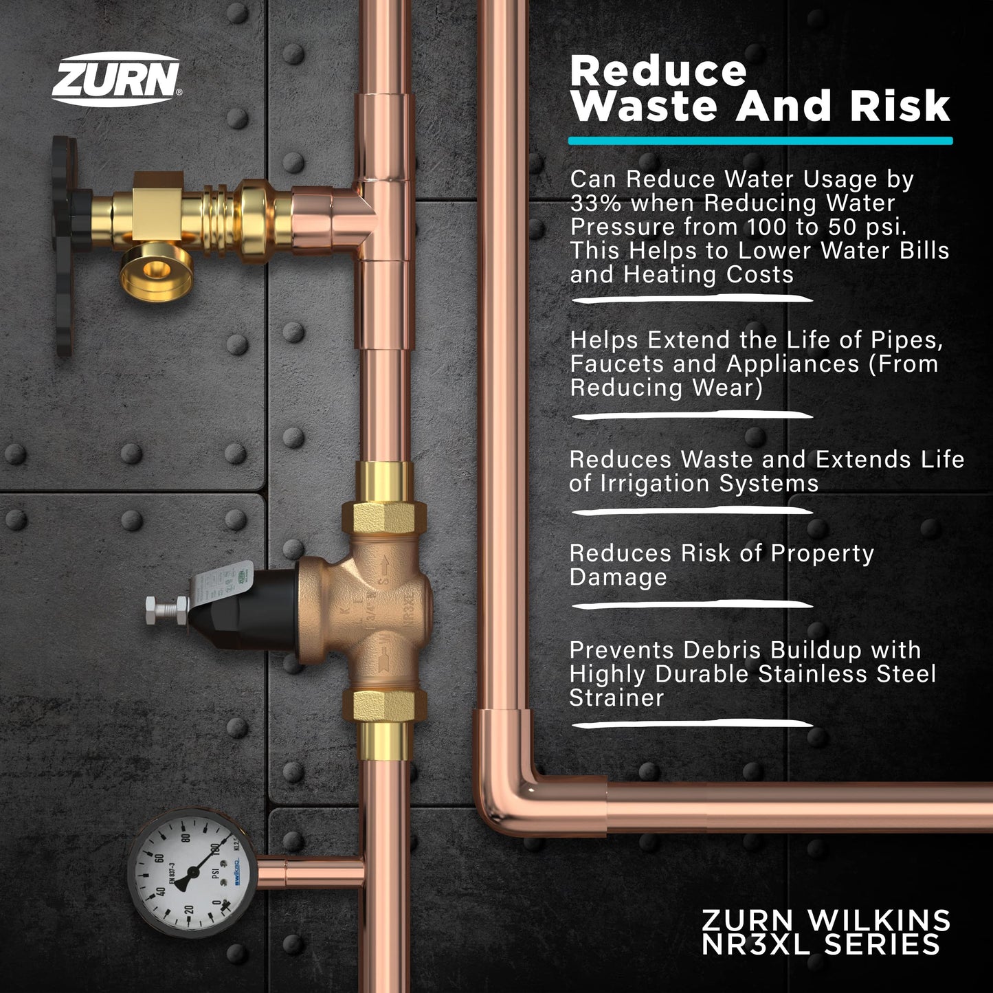 Zurn Wilkins 2 in. NR3XL Pressure Reducing Valve, Double Union FNPT Connections