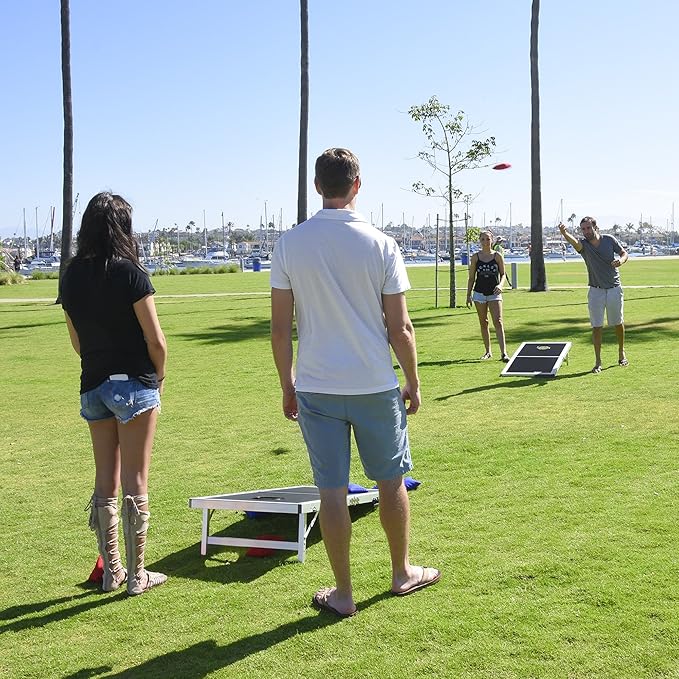 GoSports 4 x 2 ft Aluminum Cornhole Game Sets – Choose LED Lights or Standard - Set Includes 2 Foldable Regulation Size Boards, 8 Bean Bags, & Rules